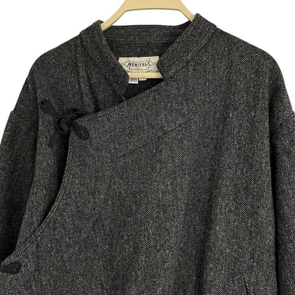 Monitaly AW 16 Size S Men's Jacket Grey Wool Blend Side Closure Wrap Style - Picture 8 of 13